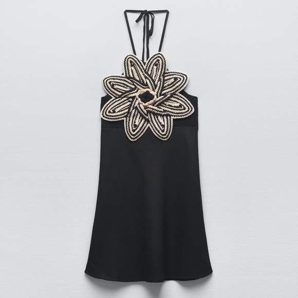 Zara FLOWER CROCHET KNIT DRESS - Picture 4 of 12